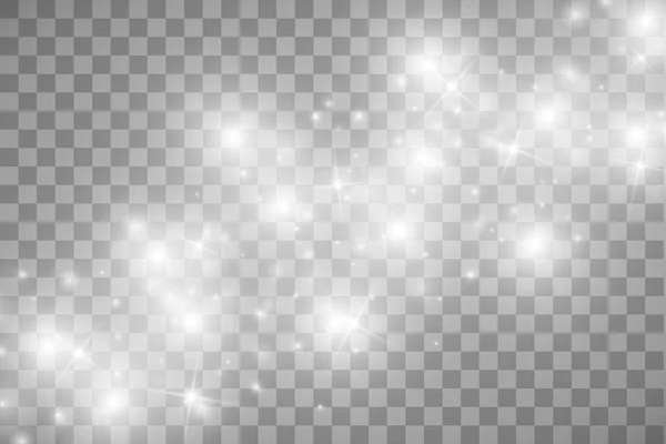 Ilustración abstracta de onda de brillo blanco vectorial. Huella de polvo de estrella blanca partículas brillantes aisladas sobre fondo transparente. Concepto mágico — Archivo Imágenes Vectoriales