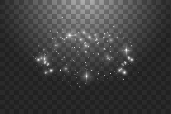 Ilustración abstracta de onda de brillo blanco vectorial. Huella de polvo de estrella blanca partículas brillantes aisladas sobre fondo transparente. Concepto mágico — Archivo Imágenes Vectoriales