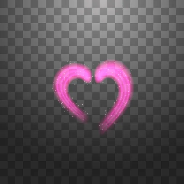 Bright neon heart. Heart sign on dark transparent background. Neon glow effect. Vector — Stock Vector