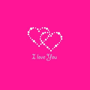 Kalp pembe bir arka plan üzerinde lambaların. Sevgililer günü kartı. Kalp yazıt ile ı Love You. Vektör çizim