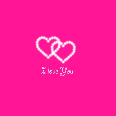 Kalp pembe bir arka plan üzerinde lambaların. Sevgililer günü kartı. Kalp yazıt ile ı Love You. Vektör çizim
