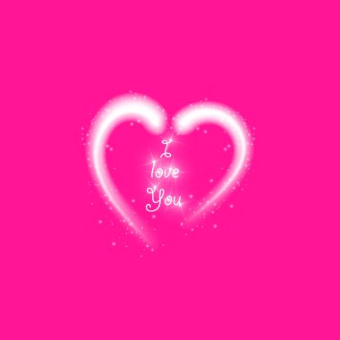 Mutlu sevgililer günü tebrik kartı. Seni seviyorum. 14 Şubat. Tatil arka plan ile kalpleri ve ı Love You ifade., hafif, plastik pembe backgraund yıldız. Vektör çizim