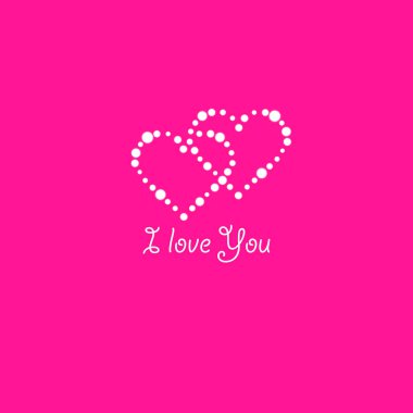 Kalp pembe bir arka plan üzerinde lambaların. Sevgililer günü kartı. Kalp yazıt ile ı Love You. Vektör çizim