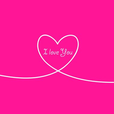 Sevgililer günü anahat tasarımı, Web sitesi, arka plan, afiş için. Kalp siluet tebrik kartı veya Premium el ilanı için. En iyi hediye. Sevgililer kartı hattı kalp ve ı Love You ifade. Vektör