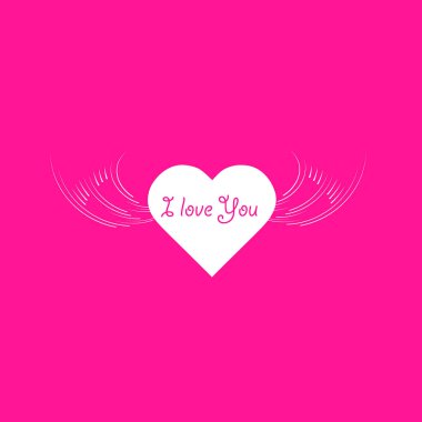 kalp melek kanatları ile metin ı Love You ifade simgesi illüstrasyon izole vektör işareti simgesi