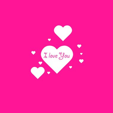 Kalp ı Love You deyimin plastik pembe arka plan üzerindeki metin ile şekil. Sevgiliye arka plan