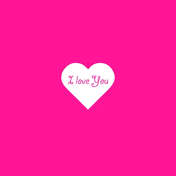 心形与文本我爱你短语在塑料粉红色的背景。情人节背景 — 图库矢量图片