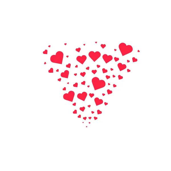 Herz formt Hintergrund. Vereinzelt platzte Herzkonfetti. Valentinstag Konzept. Vektor festliche Illustration. — Stockvektor