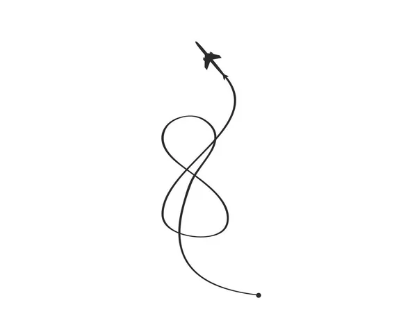 Sík és a pálya jeleként az infinity fehér háttér. Vektoros illusztráció. Repülőgép repülési útvonal és az útvonal — Stock Vector
