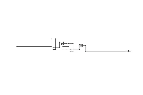 Avion et sa piste sur fond blanc. Illustration vectorielle. Trajectoire de vol de l'aéronef et route — Image vectorielle