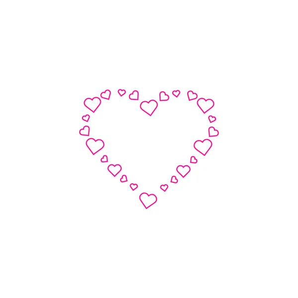Konfettiregen. Rahmen aus Herzen. weißer Hintergrund. liebe vektordesign, herz logo illustration — Stockvektor