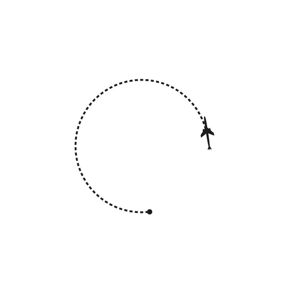 Concept de voyage en avion. Avion avec point de départ et ligne de tableau de bord sur fond blanc — Image vectorielle