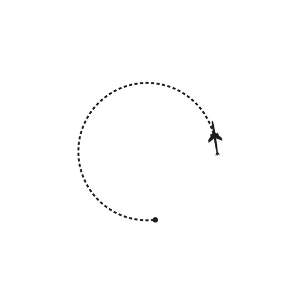 飛行機旅行の概念。飛行機の開始ポイントし、白い背景の上の破線のルート — ストックベクタ