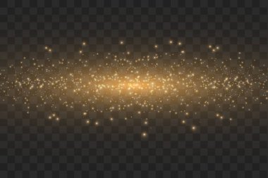 Vector Golden Sim Sim dalgası soyut çizimi. Beyaz yıldız tozu, şeffaf arkaplanda izole edilmiş ışıldayan parçacıklar. Sihirli kavram