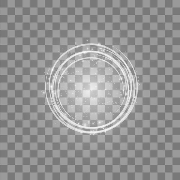 Векторне світлове кільце. Кругла блискуча рамка з частинками пилового сліду, ізольована на прозорому фоні . — стоковий вектор