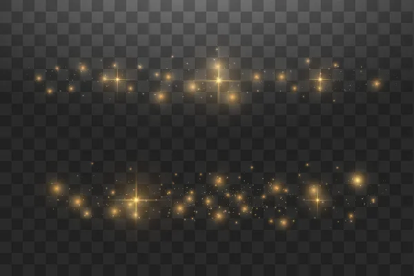 Ilustración abstracta de onda de brillo de nubes doradas vectoriales. Huella de polvo de estrella blanca partículas brillantes aisladas sobre fondo transparente. Concepto mágico — Vector de stock