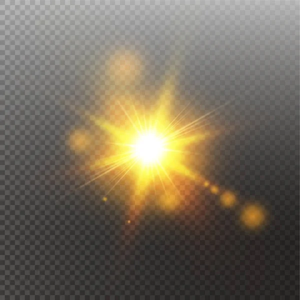 Vector transparent sunlight special lens flare light effect. Sun isolated on transparent background. Glow light effect — Stock Vector