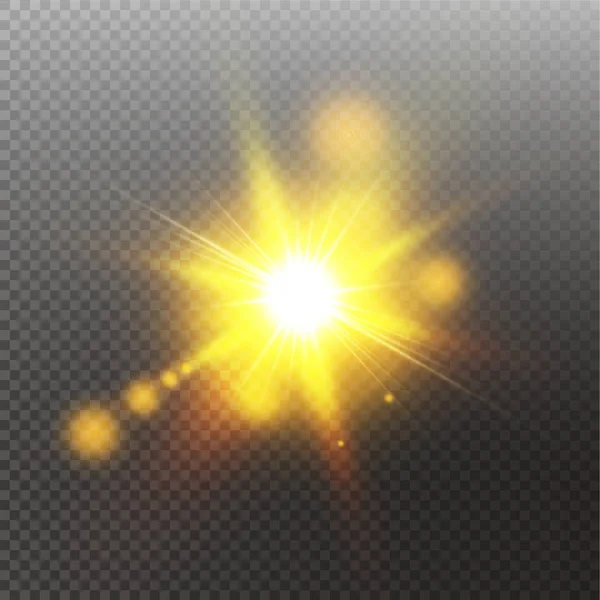 Vector transparent sunlight special lens flare light effect. Sun isolated on transparent background. Glow light effect — Stock Vector