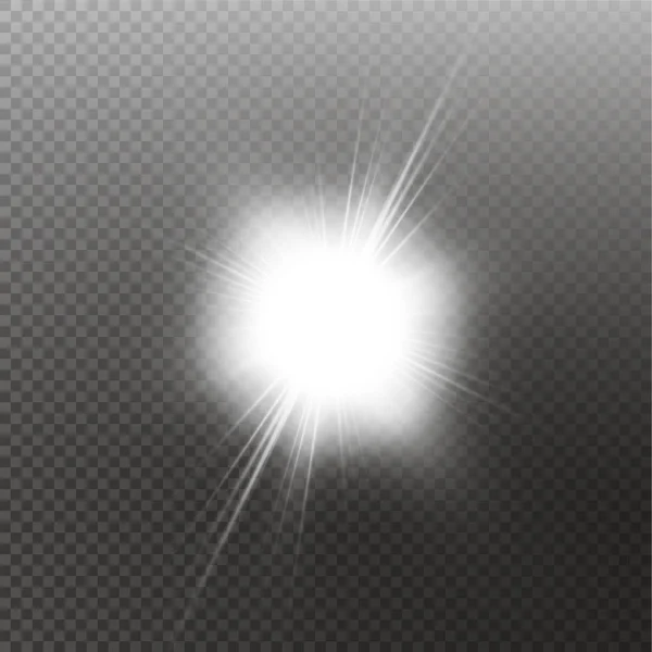 Φωτεινό λαμπερό ήλιο απομονωμένη σε μαύρο φόντο. Ελαφρύ αποτέλεσμα λάμψη. Εικονογράφηση διάνυσμα — Διανυσματικό Αρχείο
