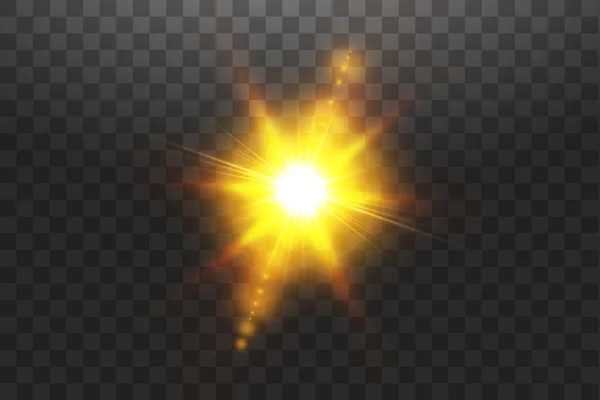 Vektor transparente Sonnenlicht spezielle Linse Flare Lichteffekt. Sonne isoliert auf transparentem Hintergrund. Glühlichteffekt — Stockvektor