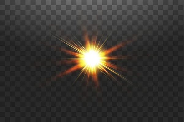 Векторный прозрачный солнечный свет Специальный эффект вспышки линзы. Солнце изолировано на прозрачном фоне. Эффект свечения — стоковый вектор