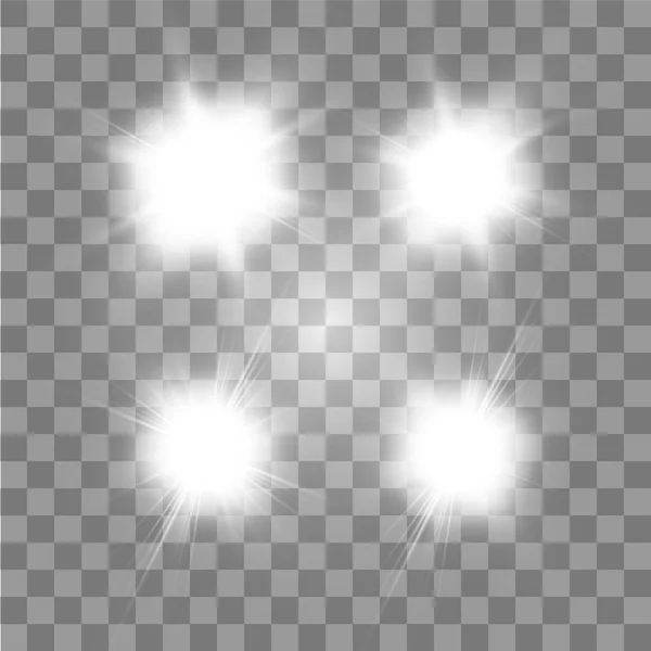 Şeffaf arkaplanda parlayan ışık efekti yıldızları parlar. Şeffaf yıldızlar — Stok Vektör