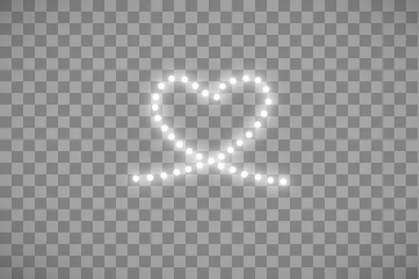 Spoor in de vorm van een strook glanzend LED-strip in de vorm van een hart op een transparante achtergrond. Valentines Day. Hart met inscriptie ik hou van je. Vector illustratie — Stockvector