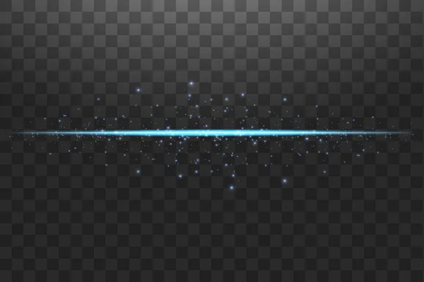 Abstrakt blå lyser linjer på transparent bakgrund vektorillustration. En ljus blixt av ljus på linjen — Stock vektor