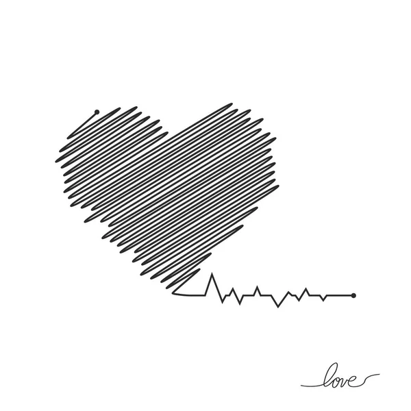 Παλμοί καρδιάς. Κόκκινα και λευκά χρώματα. Καρδιακός παλμός, καρδιογράφημα. Όμορφη υγειονομική περίθαλψη, ιατρικό ιστορικό. Μοντέρνο απλό σχέδιο. Εικονίδιο. σήμα ή λογότυπο. Εικόνα διανύσματος επίπεδου στυλ — Διανυσματικό Αρχείο
