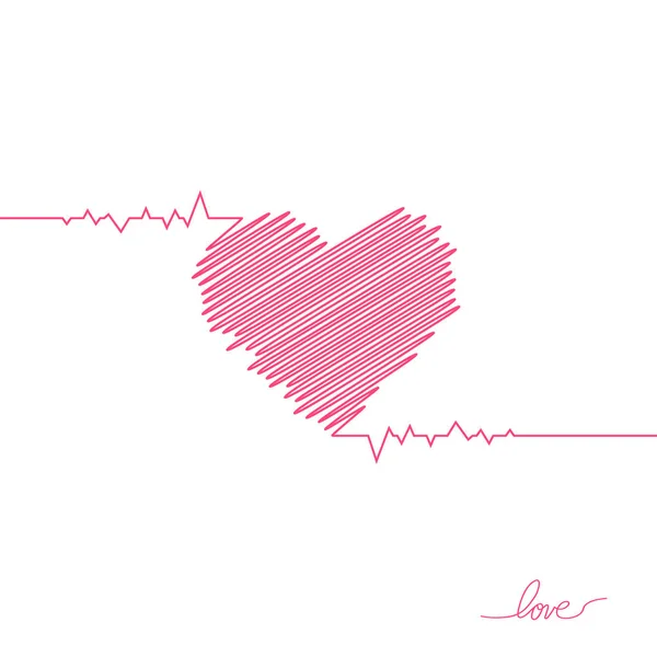 Παλμοί καρδιάς. Κόκκινα και λευκά χρώματα. Καρδιακός παλμός, καρδιογράφημα. Όμορφη υγειονομική περίθαλψη, ιατρικό ιστορικό. Μοντέρνο απλό σχέδιο. Εικονίδιο. σήμα ή λογότυπο. Εικόνα διανύσματος επίπεδου στυλ — Διανυσματικό Αρχείο