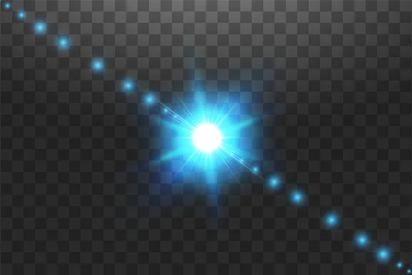 Concept créatif Les étoiles à effet de lumière brillante éclatent avec des étincelles isolées sur un fond transparent. Pour illustration modèle art design, bannière pour Noël célébrer — Image vectorielle