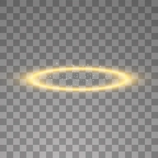 Gouden halo engel ring. Geïsoleerd op zwarte transparante achtergrond, vectorillustratie — Stockvector