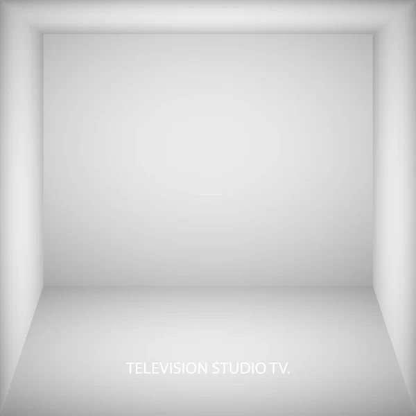 Abstract white empty room, niche with white wall, floor, ceiling, dark side without any textures, box top view colorless 3d illustration — Stock Vector