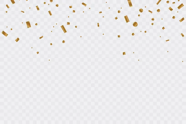 Confetti dourado em fundo transparente. Festa de celebração. Ilustração vetorial —  Vetores de Stock