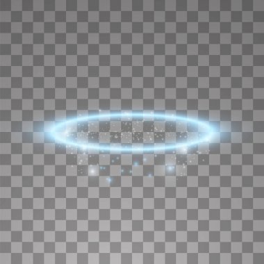 Mavi halo melek yüzüğü. Siyah şeffaf arkaplanda izole edilmiş, vektör illüstrasyonu