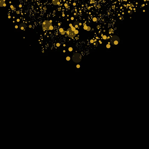 Effet Bokeh isolé sur fond noir. Dark Abstract Gold bokeh scintille sur fond noir . — Image vectorielle