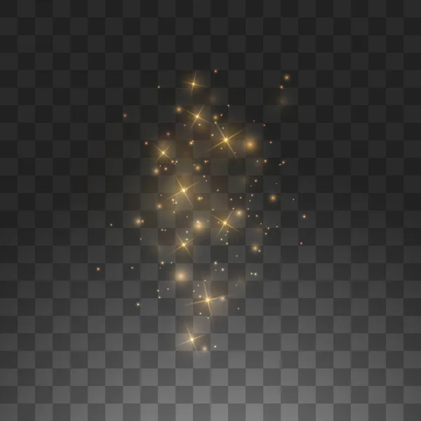 Vektor goldene Wolke glitzert Welle abstrakte Illustration. Weißer Sternenstaub spurtet funkelnde Partikel auf transparentem Hintergrund. Magisches Konzept — Stockvektor