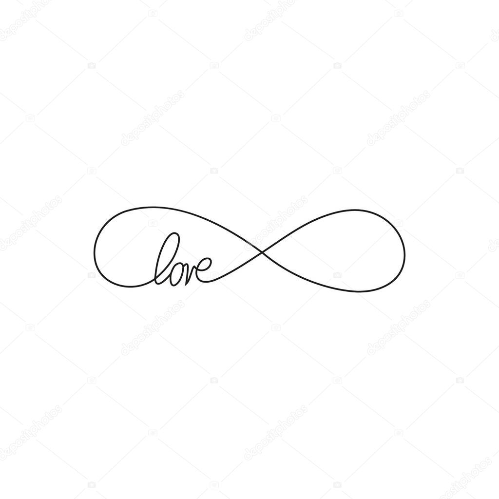 Sign of infinity and text love icon. Element of wedding for mobile concept and web apps illustration. Thin line icon for website design and development, app development. Premium icon on white