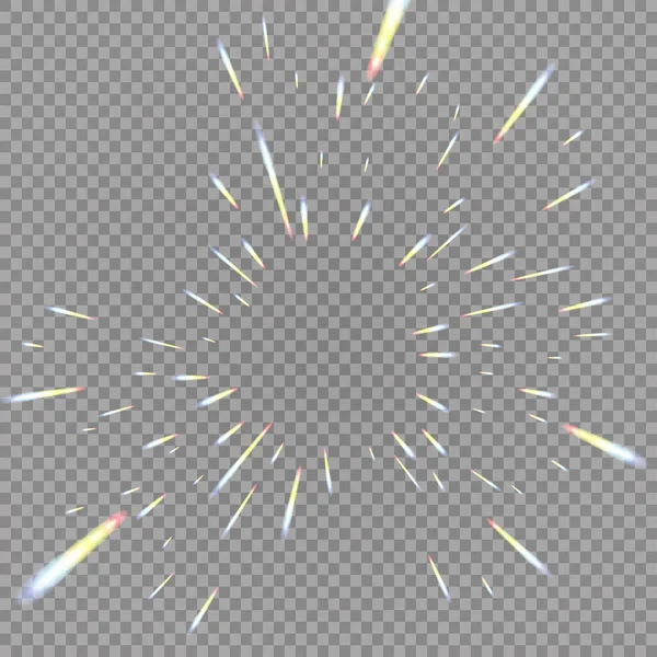 透明な背景に孤立したホログラフィック透過反射フレア。ベクターイラスト — ストックベクタ