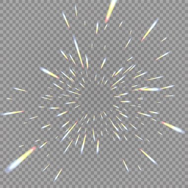 Şeffaf arkaplanda izole edilmiş holografik şeffaf yansımalar. Vektör illüstrasyonu