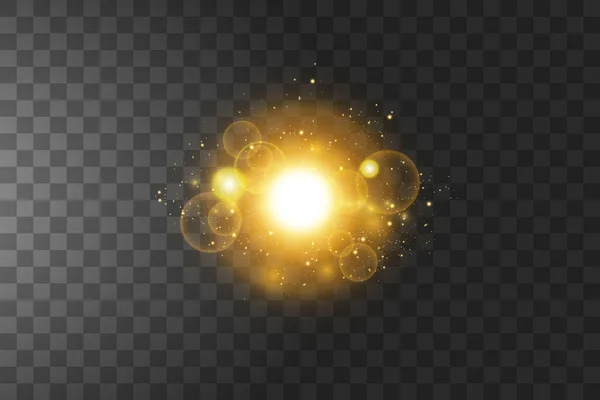 Estrellas doradas brillantes aisladas sobre fondo negro. Ilustración vectorial. — Vector de stock