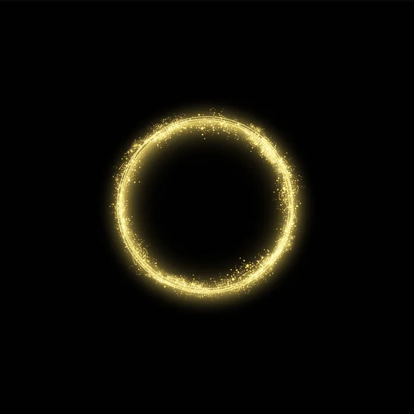 Magiska guld cirkel ljuseffekt. Illustration isolerad på bakgrund. Grafiskt koncept för din design — Stock vektor
