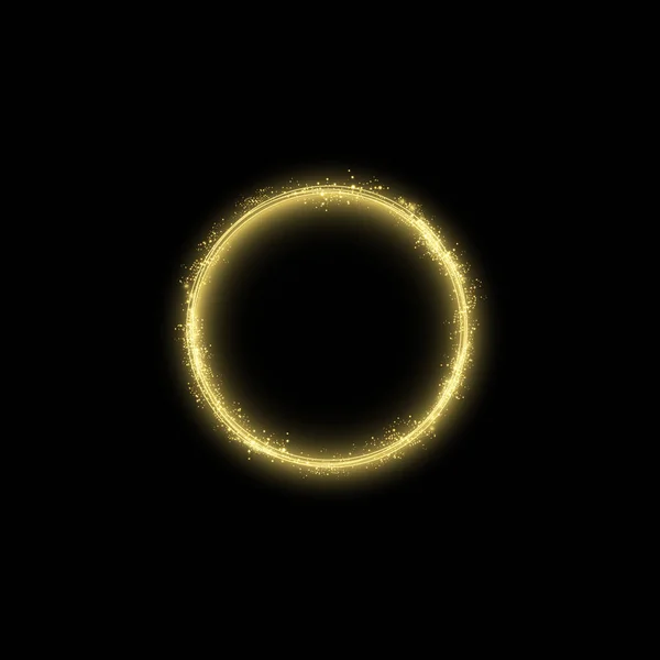 魔法の金の円の光効果。背景に孤立したイラスト。あなたのデザインのグラフィックコンセプト — ストックベクタ