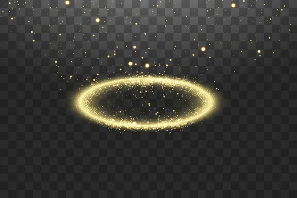 Χρυσό δαχτυλίδι αγγέλου φωτοστέφανου. Απομονωμένο σε μαύρο διαφανές φόντο, διανυσματική απεικόνιση — Διανυσματικό Αρχείο