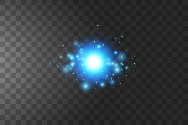Shining blue stars isolated on transparent background. Vector illustration. — Stock Vector