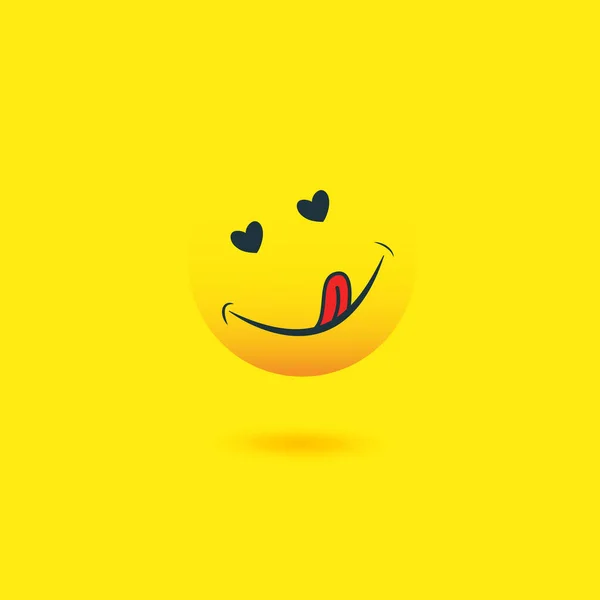 美味的图标。饥饿的笑脸带着嘴和舌的表情.美味的、健康的、有趣的午餐美味的心情微笑阿凡达快乐的黄色角色可爱的矢量孤立的卡通符号 — 图库矢量图片