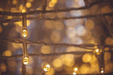 nigt ışık bokeh Festivali parti gece Noel ve yeni yıl arka plan üzerinde küçük bir Led ışık dekora