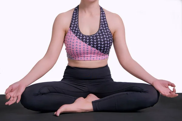 Junge Frau Praktiziert Yoga Die Form Der Meditationskraft Hintergrund Stärken — Stockfoto