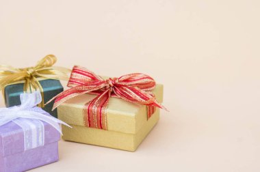Yeni yıl ve Noel arka plan ve kopya alanı, vintage teşekkürler özel stil için dekor hediye kutusu