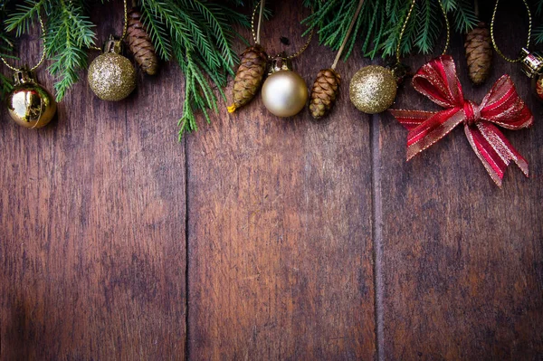 Kerst Ballen Decor Oude Houten Achtergrond — Stockfoto